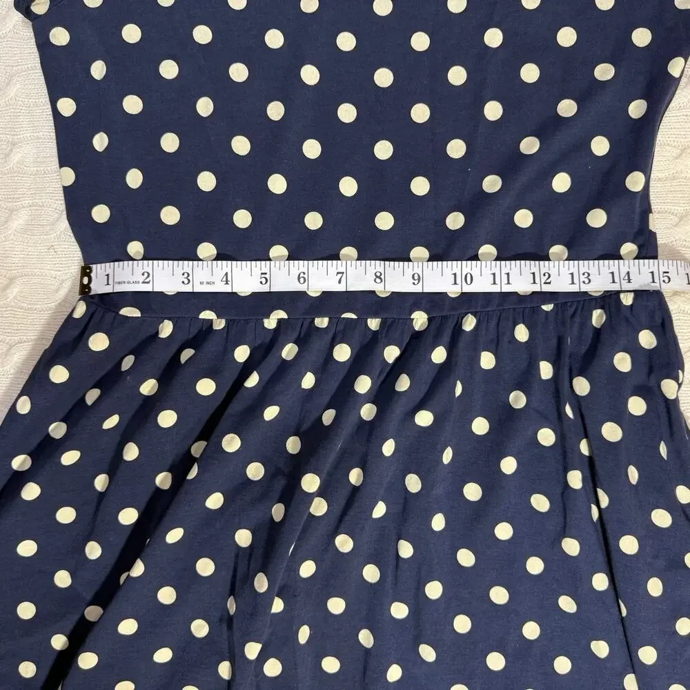 Garnet Hill Navy Polka Dot Jersey Knit Summer Fit and Flare Sundress 10/M - Picture 8 of 8